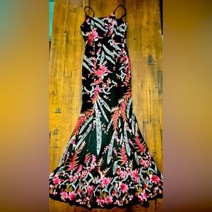 NWOT Dress The Population Giovanna Floral Mermaid Gown Sz S